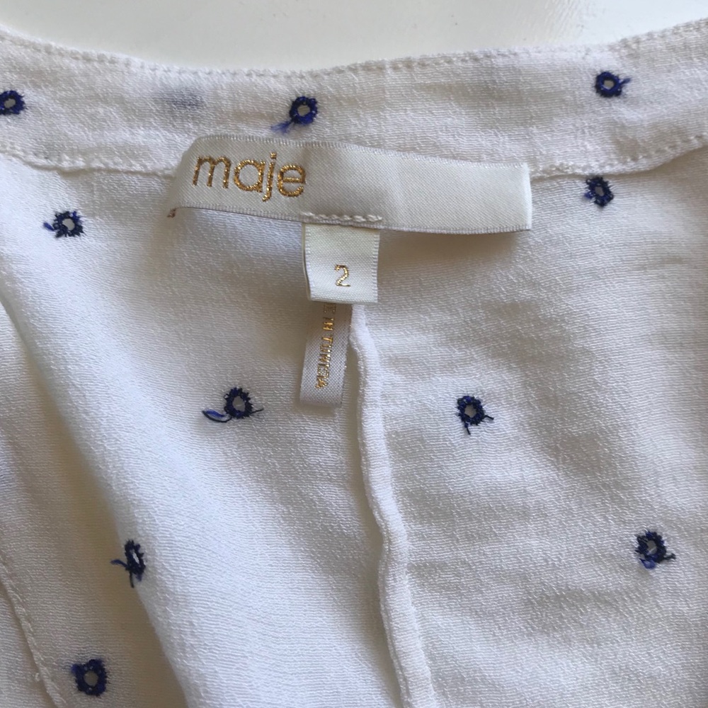 Maje Embroidered Dot Pattern Button Down Blouse - image 4